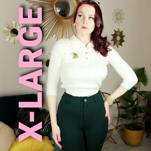 Tatyana Glenda White Pinup Ultra Luxurious Soft Spun Pullover Cropped Sweater